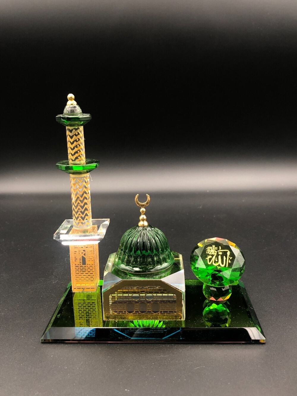 Crystal Glass Crystal Medina Mosque Model For Islamic Decoration With Box